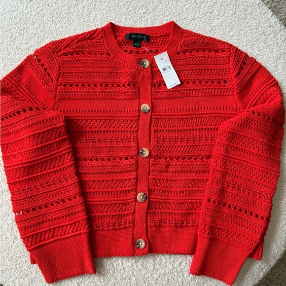 Ann Taylor Pointelle Textured Cardigan - Picture 5 of 6